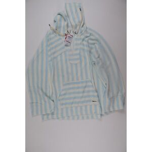 Roxy Hoodie Wild and Free Terry Cloth M Blue White Striped Beach Coverup